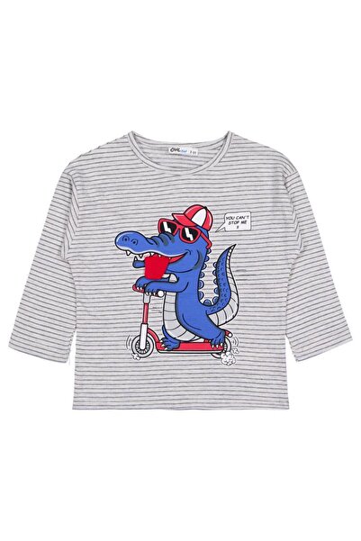 Civil Boys سويت شيرت تمساح مطبوع لعمر 2-5 سنوات - رمادي لعمر 5-6 سنوات