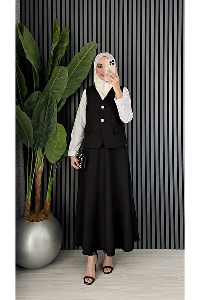 Molly Nelly Women's Elegant Vest Flared Skirt Hijab Set