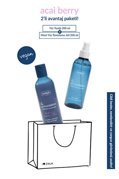 Ziaja Acai Berry Misel Yüz Temizleyeci Scrub Jel 200ml + Acai Berry Tonik 200...