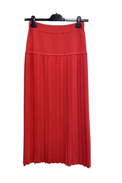 MISS DALIDA T24Y-2000 Trıko Pilise Etek 1031-DOMATO