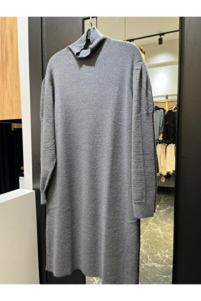 Butik SİMLİ TRİKO ELBİSE TUNİK ANTRASİT