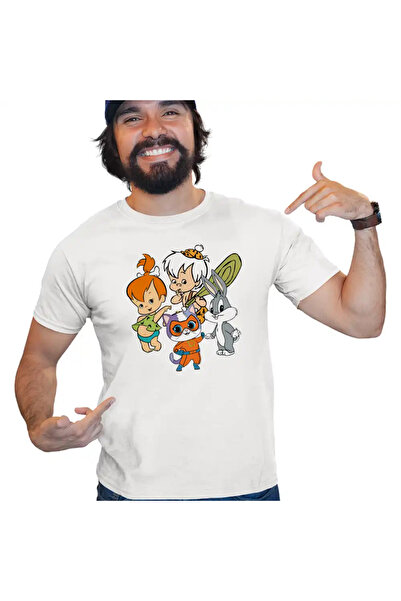 OEM Tricou Barbati Familia Flintstone Pebbles Bamm Bamm Super Pisicute Bugs B...