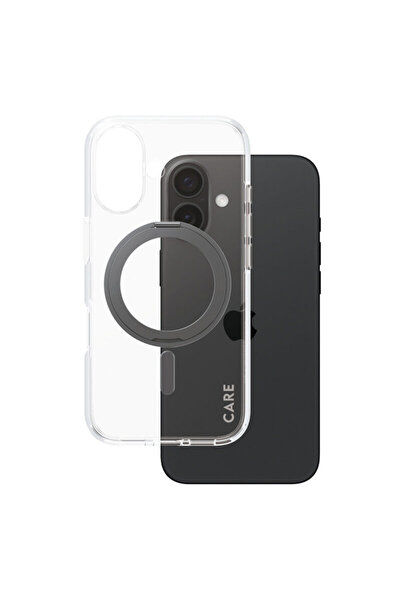 Techsuit iPhone 16 PanzerGlass® CARE Feature Μαύρο στήριγμα & MagSafe, διαφανές