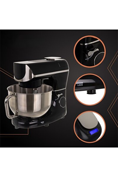 zola Μίξερ με θερμαινόμενο δοχείο από ανοξείδωτο ατσάλι 5,5 L και ζυγαριά, 2200 W, 11 ταχύτητες, 3 αξεσουάρ, μαύρο/ασημί