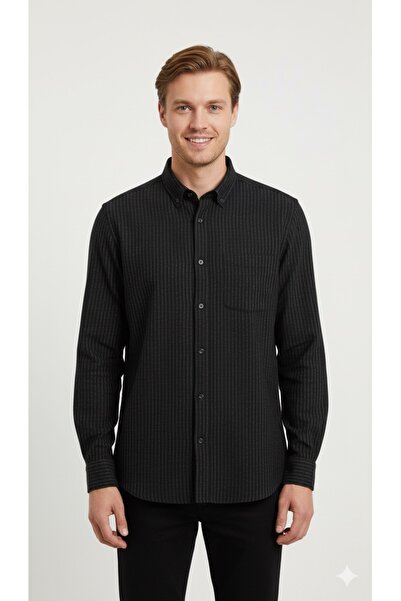 ModaPlaza Men's Slimfit Winter Striped Shirt 5004