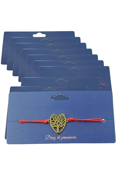 GOLD MARKET Σετ 10 βραχιολιών Martisor, από ανοξείδωτο ατσάλι και ύφασμα σε χ...