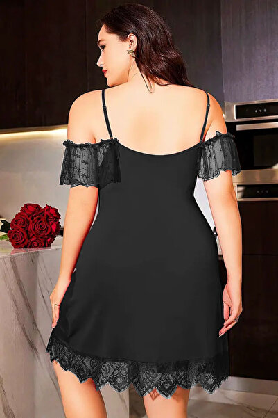 Viselya Plus size black nightgown
