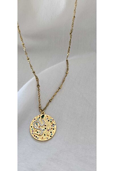 MITH SB TAKI قلادة ميدالية مرصعة بالزركون مع سلسلة من الفولاذ المقاوم للصدأ