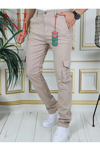 NARİN JEANS Men's Comando Cargo Pocket Li̇ Denim Pants
