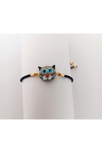 ADAMODART Cute Cat Murano Glass Beaded Bracelet