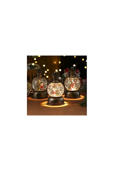 Aca Felinar muzical LED cu efect de zăpadă, baterie și USB, rotund, 20 cm