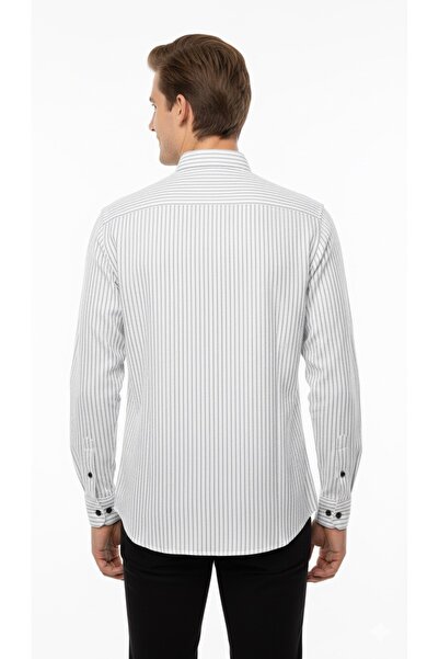 ModaPlaza Men's Slimfit Winter Striped Shirt 5004