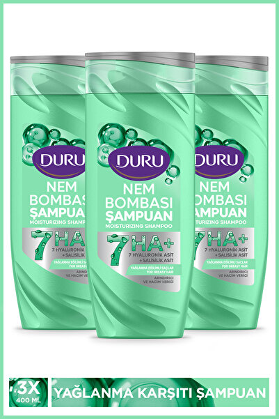Duru Nem Bombası Yağlanma Eğilimli Saçlar İçin Arındırıcı ve Hacim Verici Şampuan 3x400 Ml