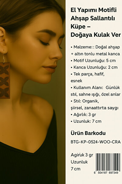 bitangosu Snowflake Motif Wooden Dangle Earrings – Listen to Nature