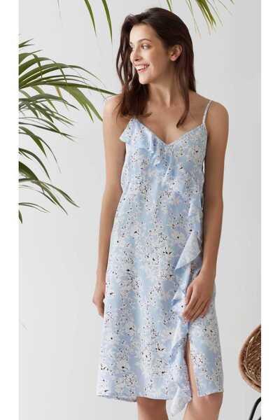 penyemood essential Blue Flowered Thin Woven Dress