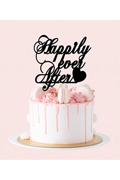 Bloom Atelier Cake Topper Nunta Happily Ever After, Plexiglas Negru