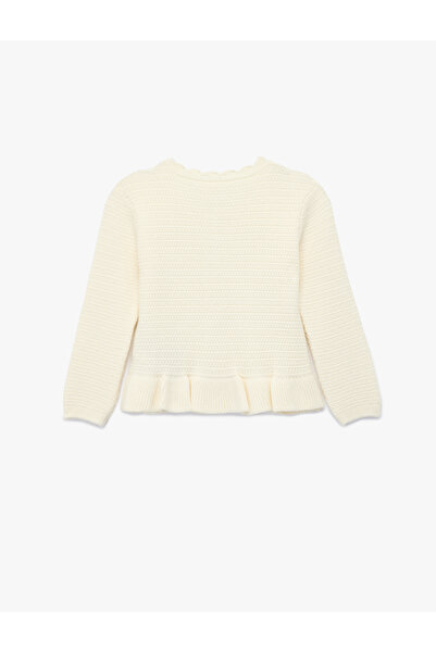 Koton Viscose Blend Buttoned Long Sleeve Crew Neck Knit Cardigan