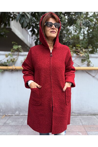 DenizEge Italian Midi Length Felt Coat Burgundy