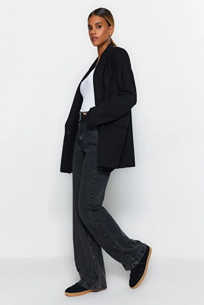 ASL GOLF CLUB Black High Waist Wide Leg Wide Leg Smoke Jeans