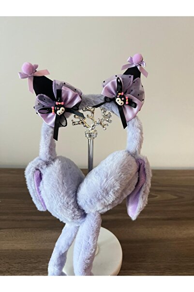 zyc Kuromi Women'S/Girls' Moving and Sound Plush Headphones