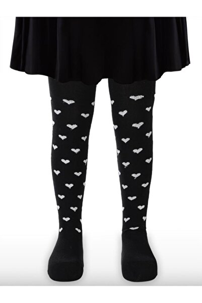 Civil Girls Glitter Heart 3-11 Years Old Girls Pantyhose - Black 9-10 Years Old