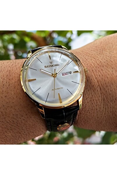 Raymond Bombe Glass Classic Automatic Leather Cord Men's Wristwatch