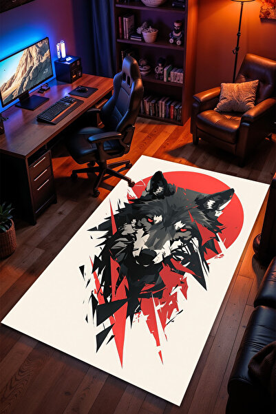 Viking Pagan Patterned Anti-Slip Sole Machine Washable Gaming Player Gaming Teen Room Rug