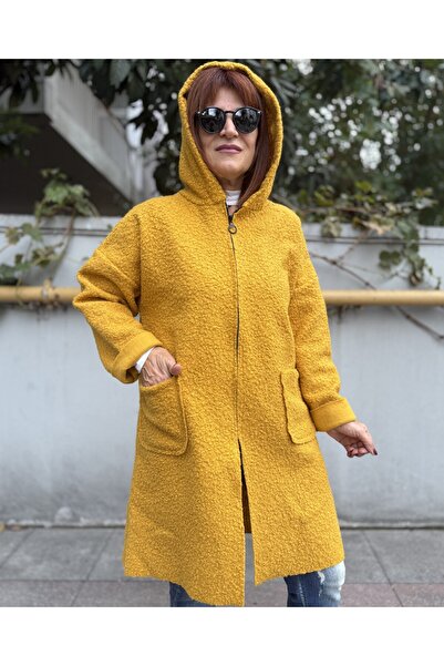 DenizEge Italian Midi Length Felt Coat Mustard