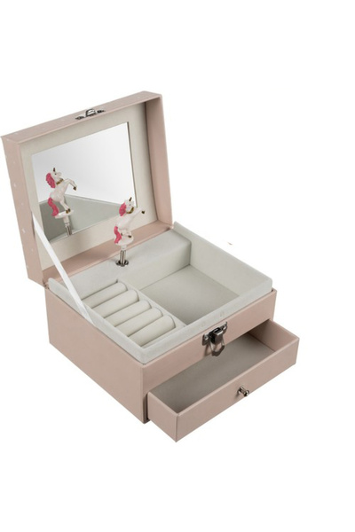 zola Musical jewelry box, for your little princess, with dancing unicorn, pale pink, 15 x 9 x 13 cm