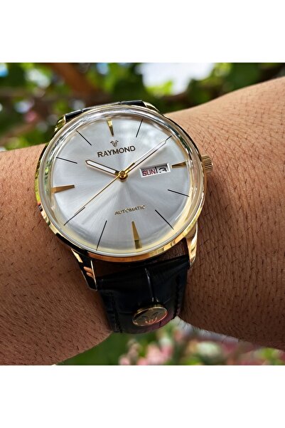 Raymond Bombe Glass Classic Automatic Leather Cord Men's Wristwatch