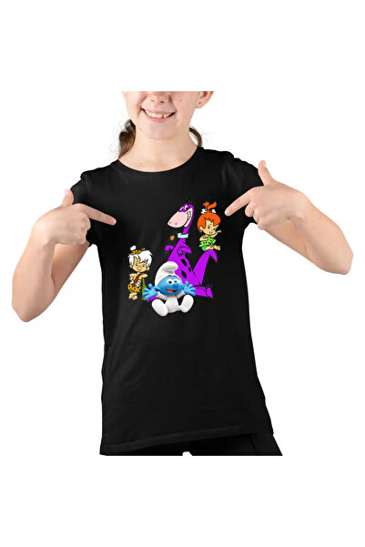 OEM Tricou Copii Fete Familia Flintstone Dino Bebe Strumf Pebbles Bamm Bamm