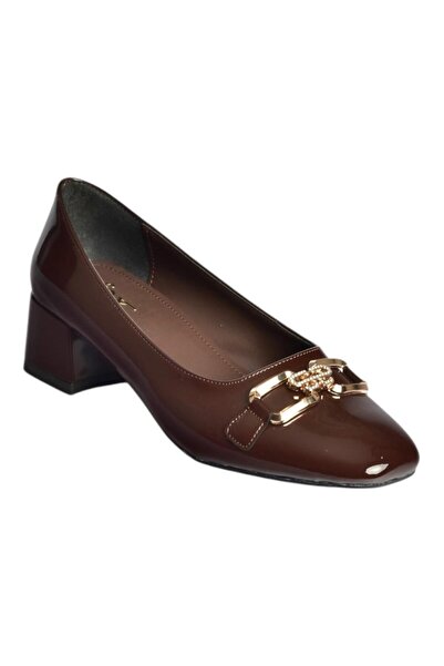 Fox Shoes V250632308 Brown Patent Leather Thick Low Heeled Women's Shoes