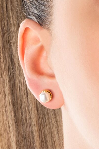 So CHIC... Verena 18 Ayar Sarı Altın Kaplama Gümüş İnci Küpe