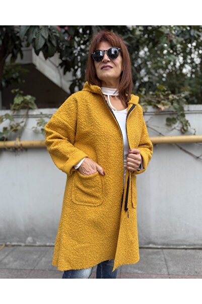 DenizEge Italian Midi Length Felt Coat Mustard