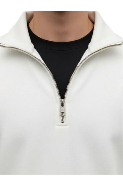 MOONBULL Unisex Dik Yaka Yarım Fermuarlı Fit 3 İplik Sweatshirt