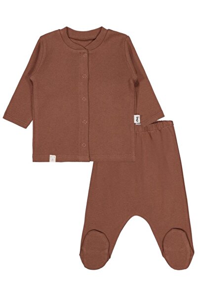 Civil Baby Plain 1-6 Month Pajama Set - Brown 1-3 Months