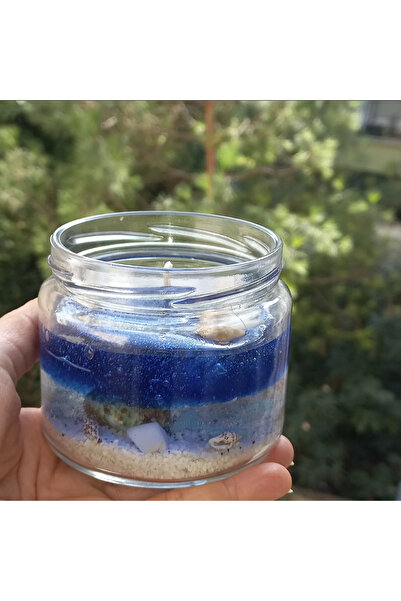 Ruhlu El Yapımı Deniz Temalı Jel Mum – Cam Kavanozda Dekoratif Kokulu Mum