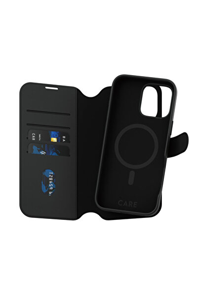 dalip Carcasă PanzerGlass CARE Feature MagSafe Tango, portofel two-in-one pentru iPhone 16 Pro Max, neagră