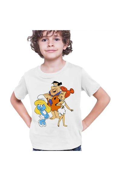 OEM Tricou Copii Baieti Familia Flintstone Strumfita Strumfii
