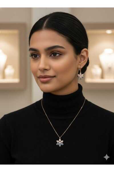 Papatya Silver 925 Ayar akışlı kar tanesi 3'lü set.rose.gold.rodaj