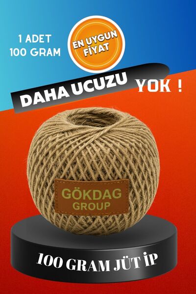 GÖKDAĞ GROUP Doğal Jüt Kırnap 1 Adet 100 Gram Yumak Paketleme ve Süs İpi