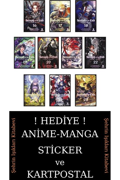 Kurukafa Yayınevi Seraph of the End 16-17-18-19-20-21-22-23-24-25 Manga Seti (10 KİTAP) / Anime-Manga Sticker ve Kartpostal