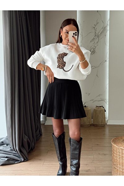 X-Young Pileli Beli Lastikli Şort Etek SİYAH