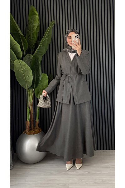 Molly Nelly Women's Lace Detailed Jacket Skirt Hijab Set