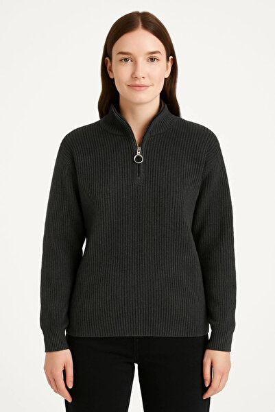 IVORA WEAR Women's Half-Zip Knit Sweater – Thessaloniki Knit, Stand-Up Collar...