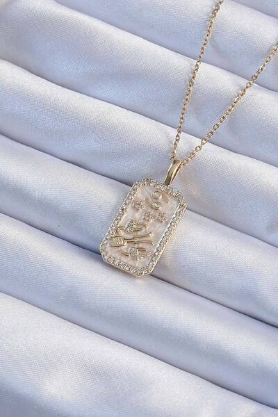 Skygo 316L Steel Chain Gold Color Tarot Necklace with Zircon Stone Frame - Tj-Bko9243