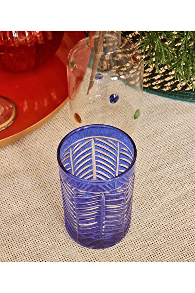 Sudedi Home Bohemia Balık Sırtı Kısa Kahve Yanı Bardak Kadeh Takımı (Mavi)