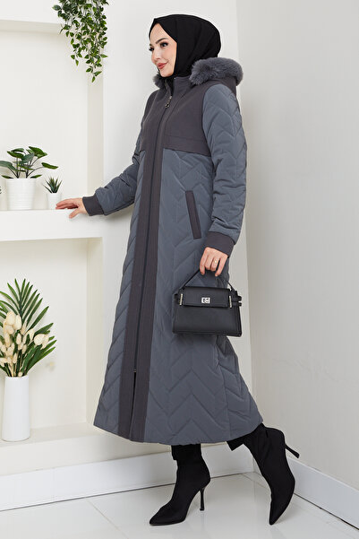 Pamuk Butik Γυναικείο παλτό Nova με καπιτονέ με λεπτομέρεια από κασετίνα με επένδυση