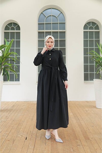 HEDEF DAİSY Women's Clothing Tie-Up Detailed Buttoned Long Dress