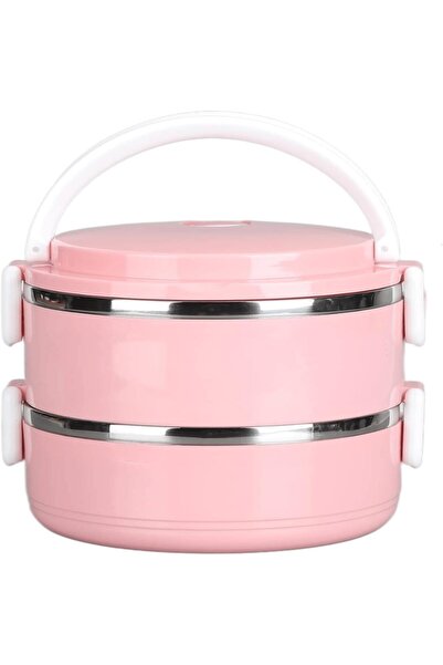 Generic Stackable Hot Food Storage Boxes Stainless Steel 304 Airtight (Double Layer - Pink)